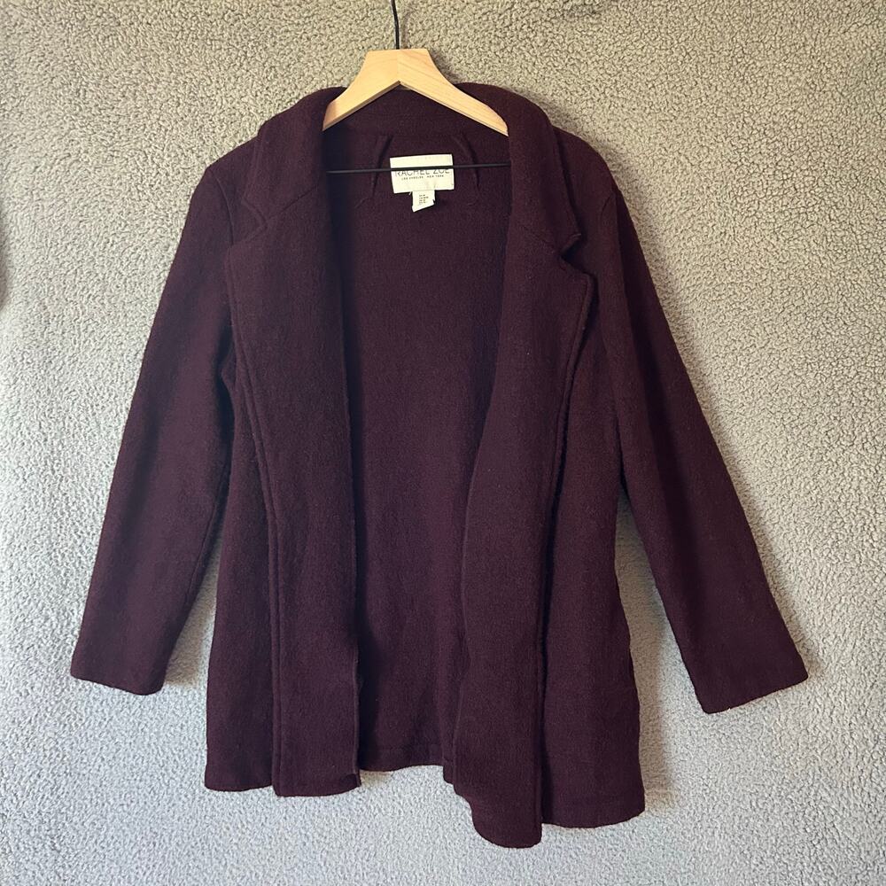 RACHEL ZOE Boiled Wool Jacket Womens Medium Purple Open Cozy Winter Office Layer